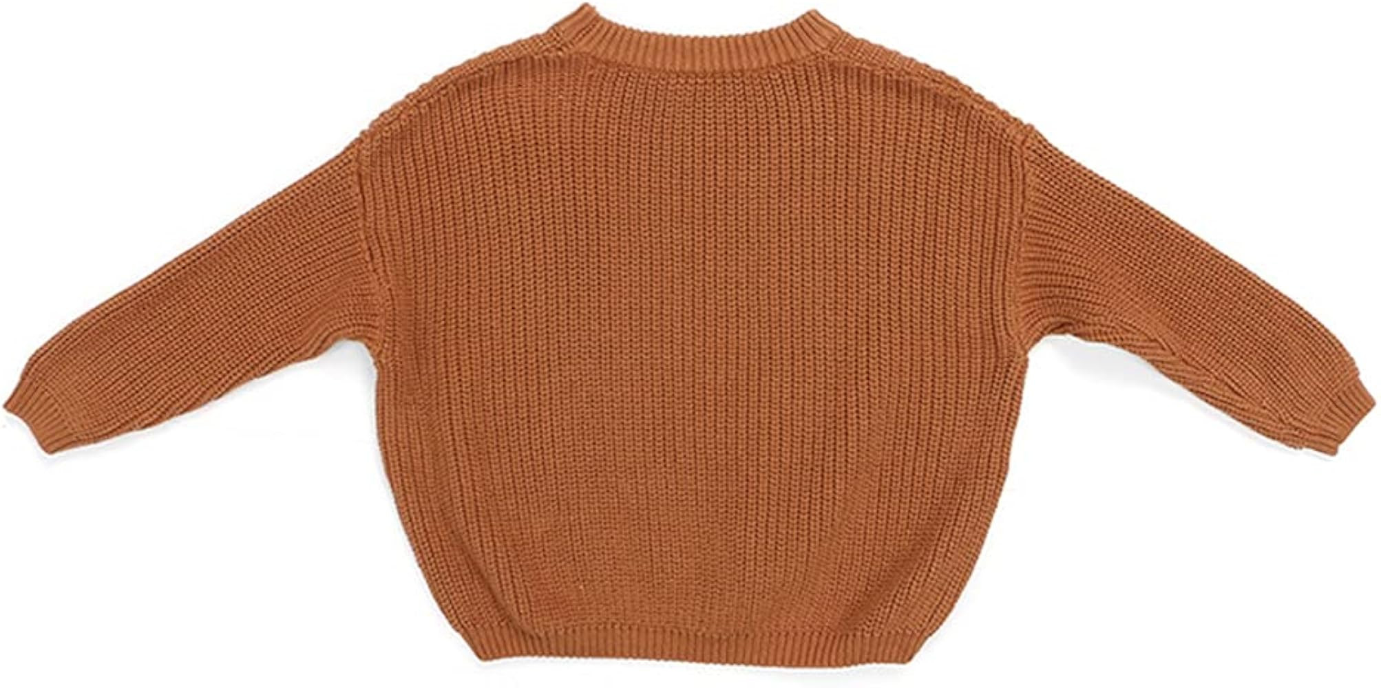 Baby Girl Cardigan Knit Sweater, Chunky Crewneck Long Sleeve Sweaters for Infant Toddler | Amazon (US)