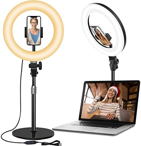 Desktop Ring Light for Zoom Meetings - 10.5'' Computer Ring Lights with Stand and Phone Holder, L... | Amazon (US)