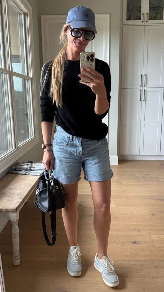 OOTD

Size
Reference 5’ 9” 140 lbs


Cashmere sweater - medium

Long denim shorts - 4
(Normally a 27/28)

Blue tennis shoes - sized up 1/2 size

Bag - double D Ranch


Outfit of the day. Volleyball mom outfit. Comfy shorts outfit.  Long denim cutoffs. Cute causal shorts outfit.

#LTKootd #LTKTall #LTKOver40