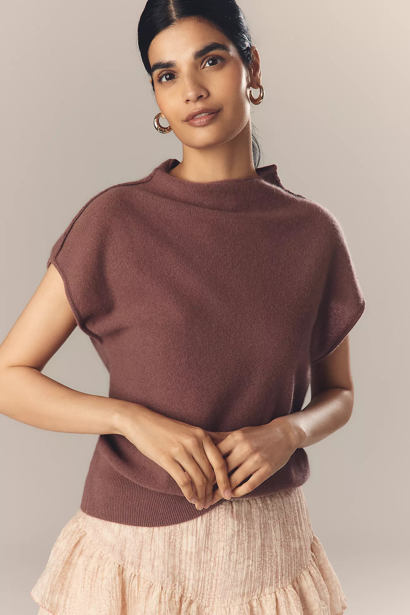By Anthropologie Mock-Neck Cashmere Sweater Tee | Anthropologie (US)