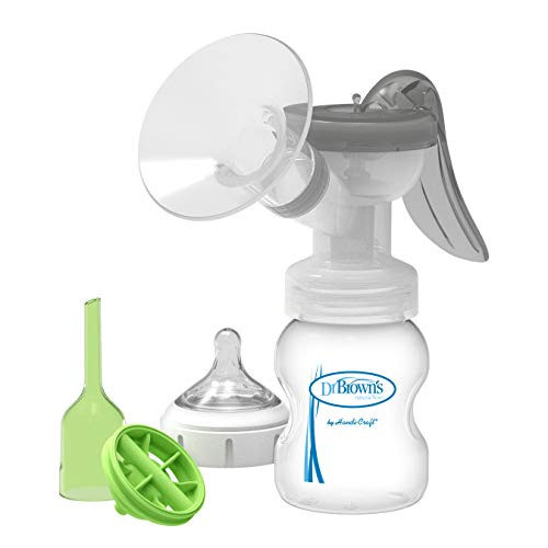 Dr. Brown's Manual Breast Pump with SoftShape 100% Silicone Shield (B,25mm flange) & Anti-Colic Options+ Wide-Neck Baby Bottle 5 oz/150 mL,with Level 1 Slow Flow Nipple | Amazon (US)