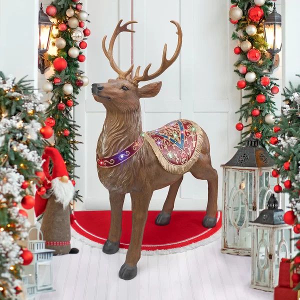Santa's North Pole Illuminated Reindeer Holiday Statue | Wayfair North America