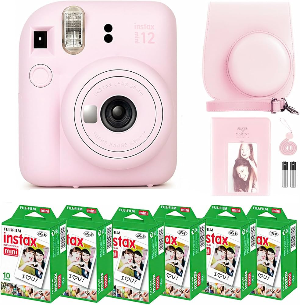 Fujifilm Instax Mini 12 Camera with Fujifilm Instant Mini Film (60 Sheets) Bundle with Deals Numb... | Amazon (US)