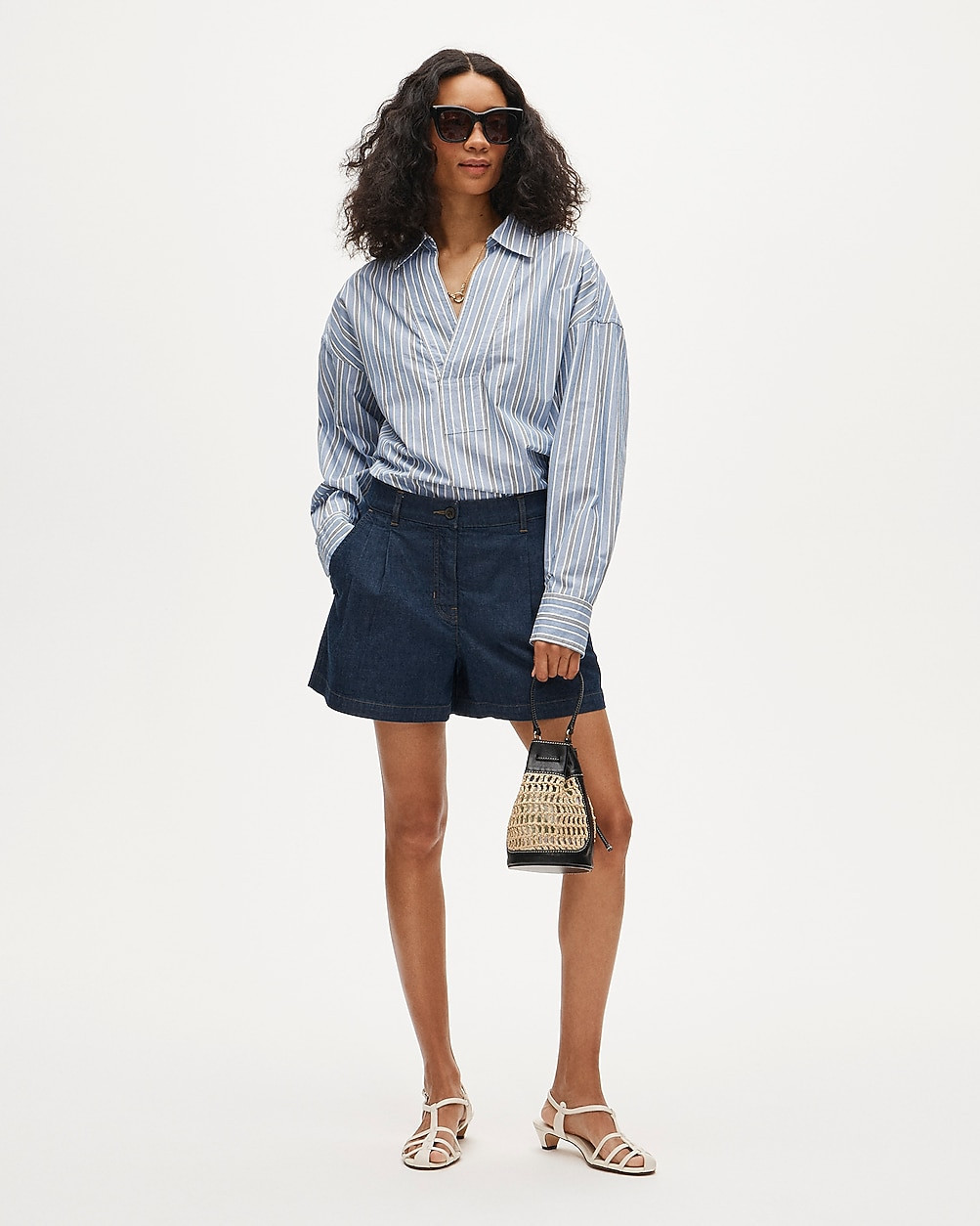 Easy pleated short in drapey denim | J. Crew US