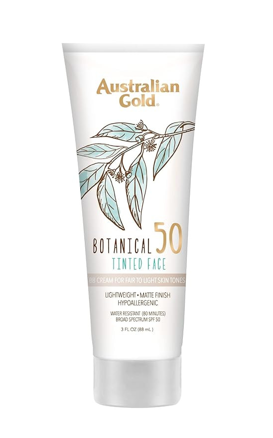 Australian Gold Botanical SPF 50 Tinted Face Sunscreen, Non-Chemical BB Cream, Water-Resistant, M... | Amazon (US)