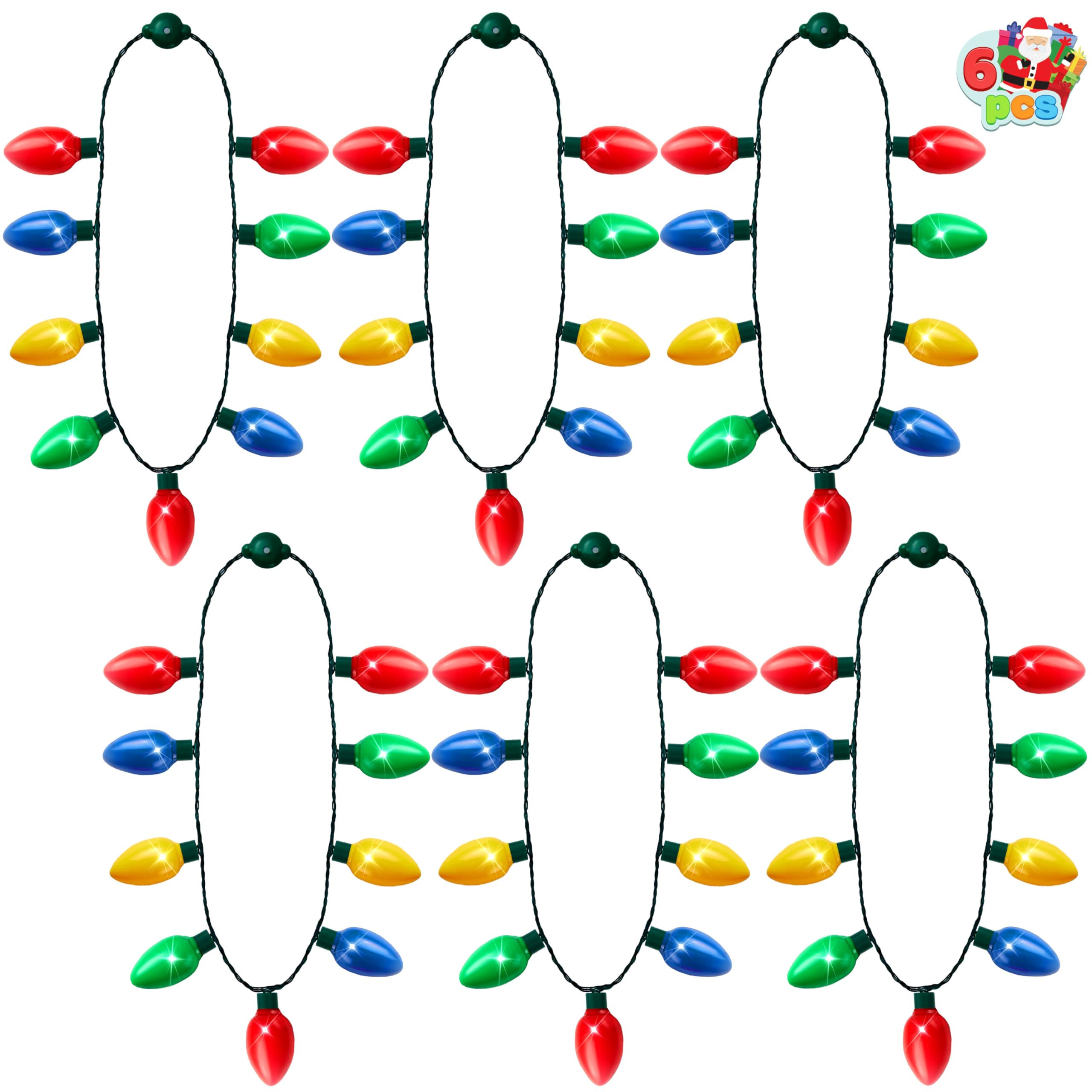 JOYIN 6 Packs Christmas LED Light Up Bulb Necklaces 9 Bulbs LED Necklace Holiday Xmas Costume Acc... | Amazon (US)