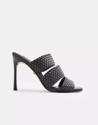 Topshop weave heeled mules in black | ASOS (Global)