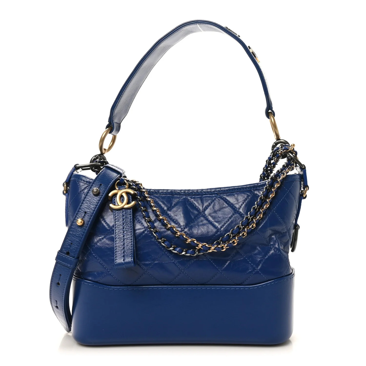 Aged Calfskin Quilted Medium Gabrielle Logo Hobo Blue | FASHIONPHILE (US)