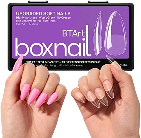 Soft Gel Nail Tips Almond - BTArtbox 500pcs Supremely Fit & No E-file Needed False Nails, Soak Of... | Amazon (US)