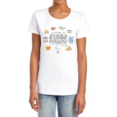Women's Gilmore Girls Welcome to Stars Hollow Icons T-Shirt, White, X Large: Cotton, Crew Neck, Short Sleeve | Target
