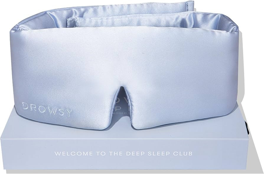 DROWSY Silk Sleep Mask. Face-Hugging, Padded Silk Cocoon for Luxury Sleep in Total Darkness. (Blu... | Amazon (US)