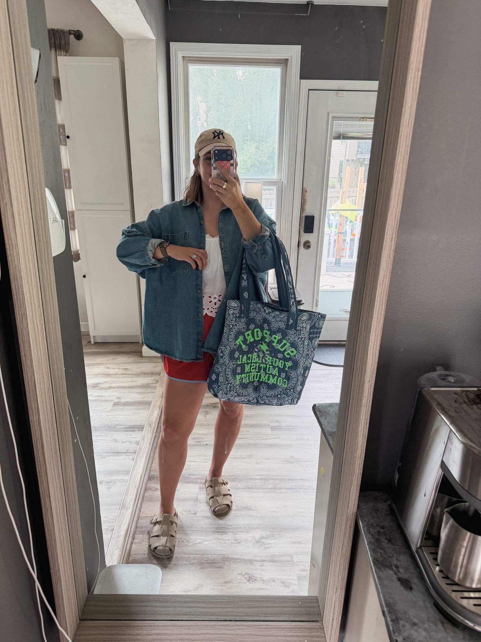 Bag is from an online store: peace love autism. Wearing an xl in the shorts

#LTKootd #LTKmomlife #LTKMidsize