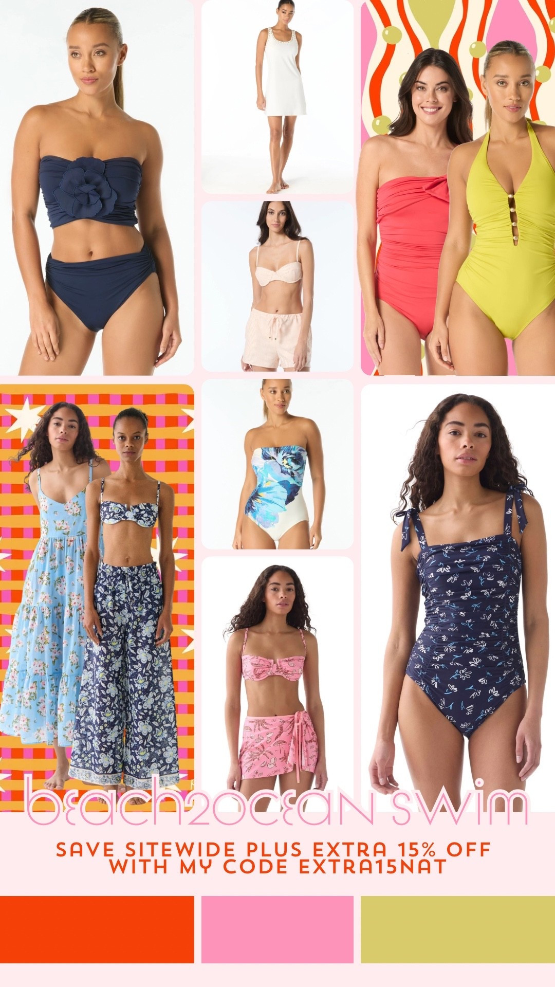 @Beach2Ocean swim = Sitewide sale PLUS and extra 15% off with my code EXTRA15NAT •

#LTKSaleAlert #LTKSwim #LTKTravel