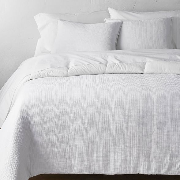 King Textured Chambray Cotton Comforter &#38; Sham Set White - Casaluna&#8482; | Target