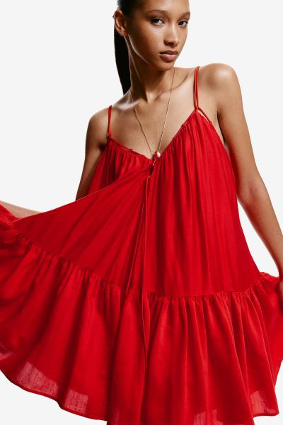 A-line Dress - V-neck - Sleeveless - Cream/patterned - Ladies | H&M US | H&M (US + CA)