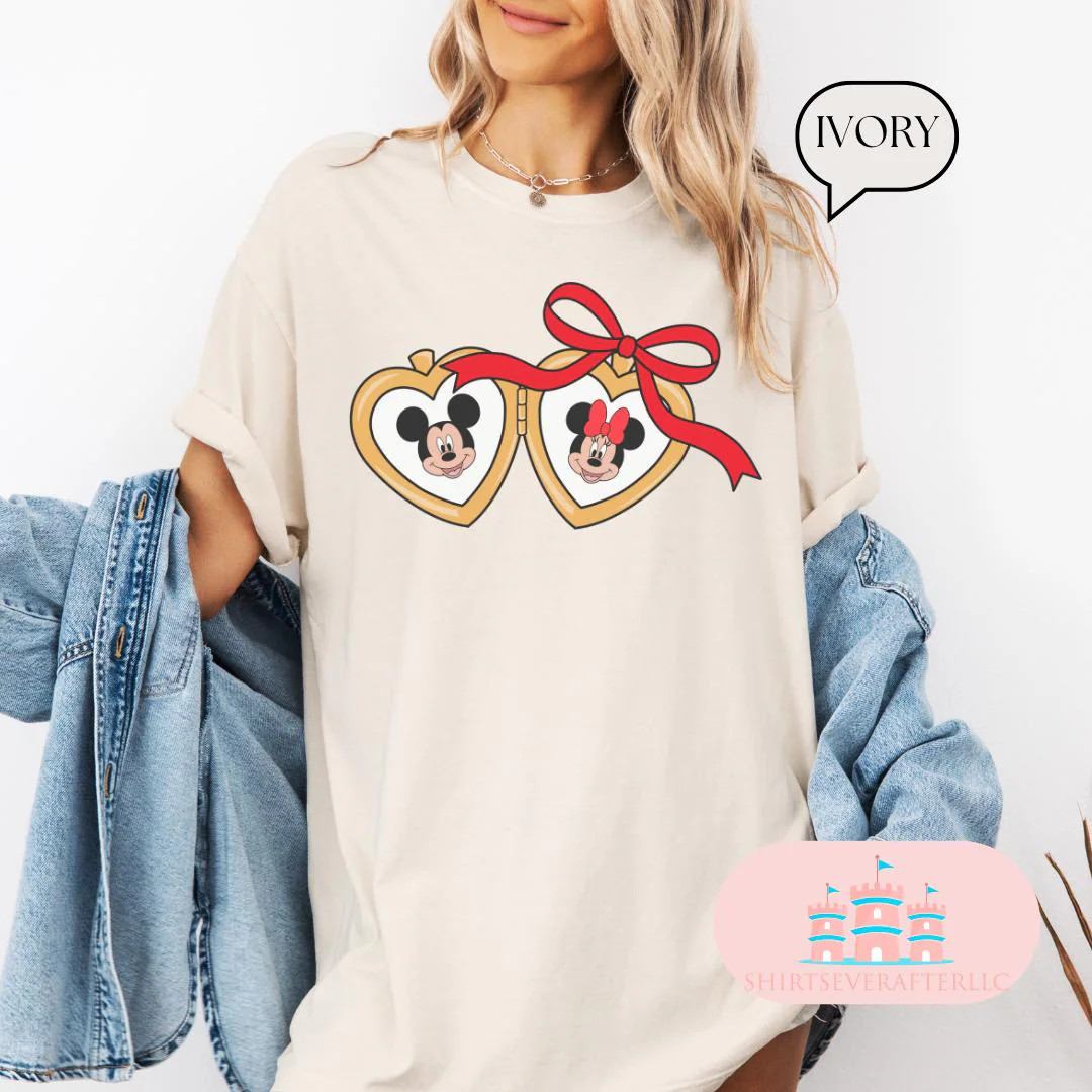 Comfort Color® Locket Shirt, Cute Locket Bow Shirt, Minnie Mickey Lover Tee, Cute Disneyworld Ad... | Etsy (US)