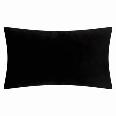 Elegant Velvet Luxury Cushion Cover - Soft Throw Pillow Case for Sofa, Couch, Chair, Bed - Living Room Decor - 14 x 24 Inches - Black | Wayfair North America