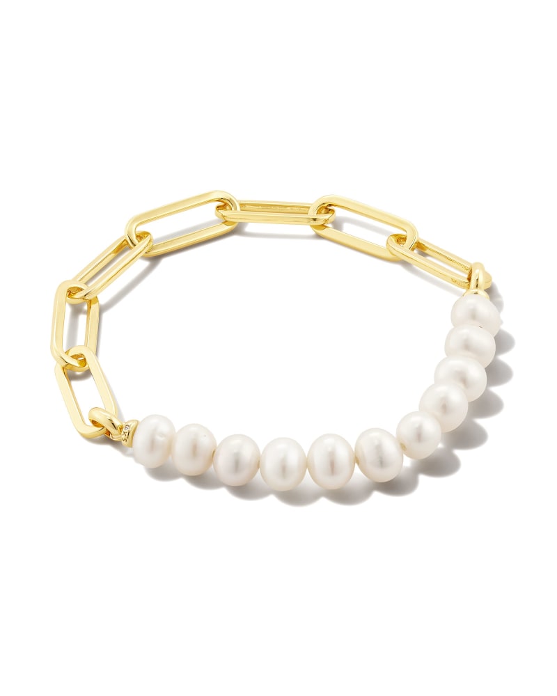 Ashton Gold Half Chain Bracelet in White Pearl | Kendra Scott