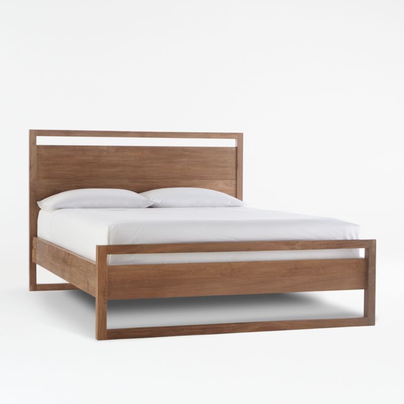 Linea Natural Teak Wood Queen Bed + Reviews | Crate & Barrel | Crate & Barrel