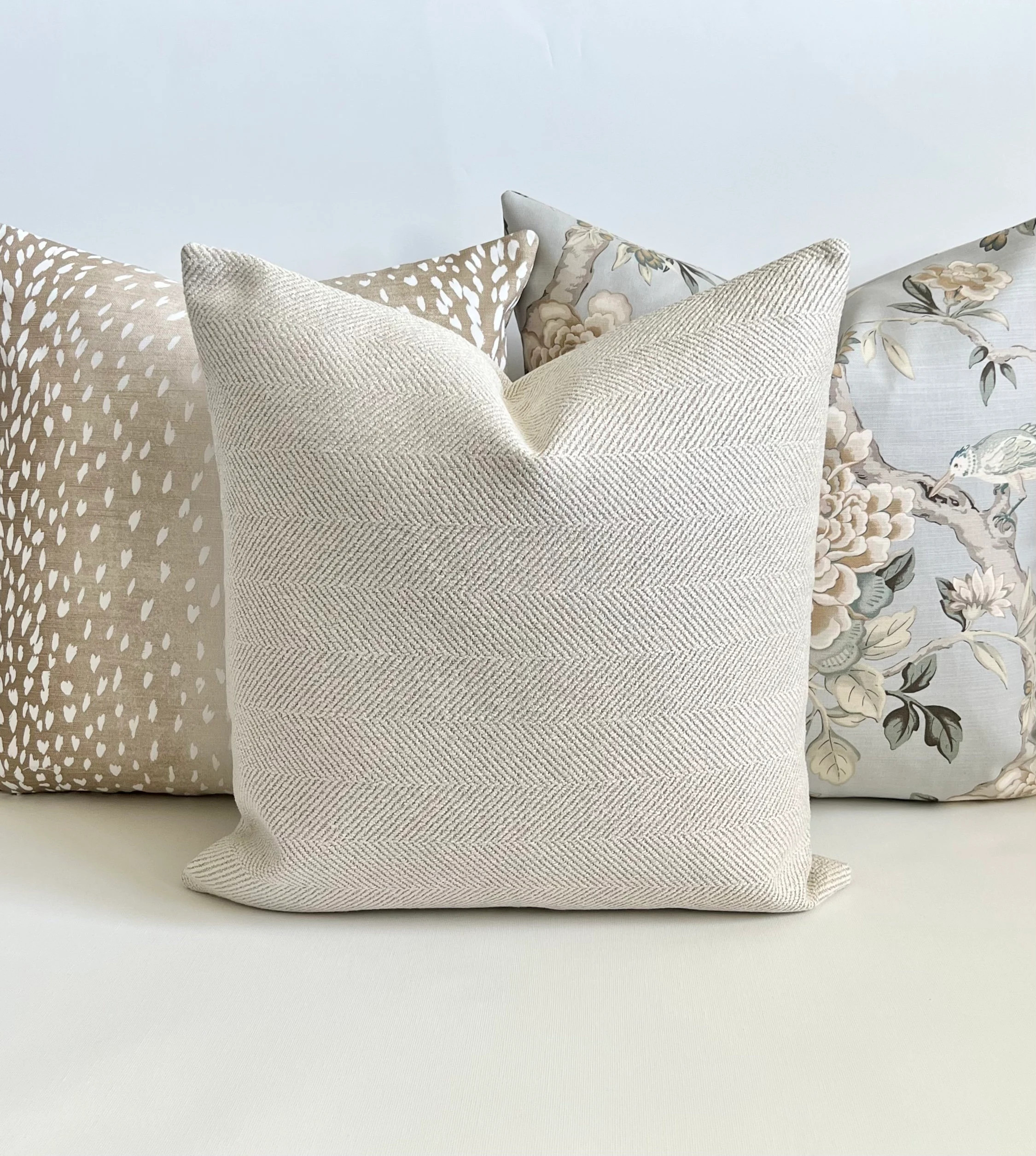 Cream off white and natural herringbone decorative throw pillow cover | Etsy (Global)
