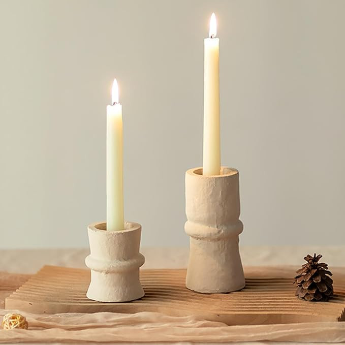 Romadedi Candlestick Holders Boho Decor: Taper Candle Holders Paper Mache for Living Room Morden ... | Amazon (US)