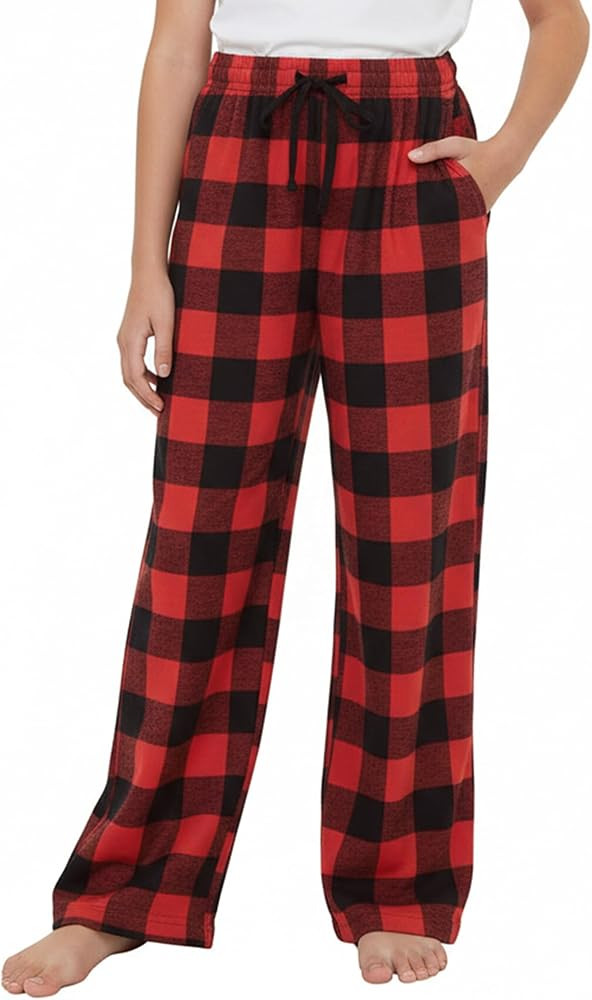PATPAT Girls Plaid Pajama Pants Kids Soft Elastic Waist Lounge Bottoms with Pockets Casual Sleepw... | Amazon (US)