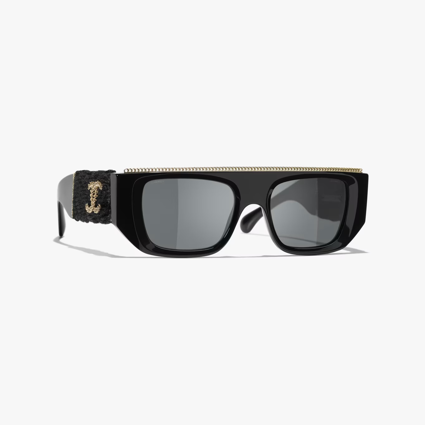 Sunglasses: Rectangle Sunglasses, acetate & tweed — Fashion | CHANEL | Chanel, Inc. (US)