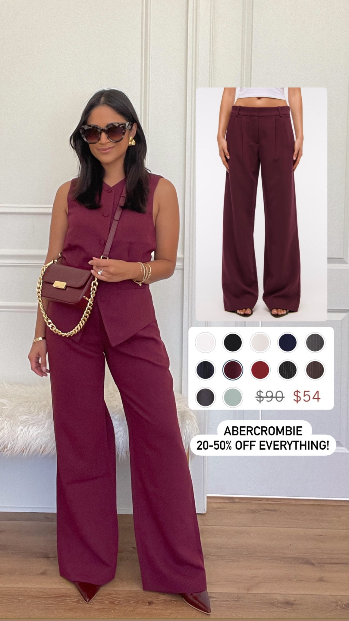 Take 20-50% OFF everything on Abercrombie!

My vest is sold out and only a few sizes left in these burgundy pants but they are available in many other colors!

For size reference: these are a low rise pant, but on me they fit a littler higher because I’m only 5 ft & super short waisted. Also, they come 3 lengths, but I went the regular length as opposed to “short” because I liked the look at it looked better with heels! 

P.S. Take 15% OFF my bag with code: HAUTE15

#abercrombie #giginewyork #deepwine #burgundy #falloutfit  

