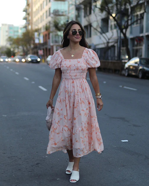 Call It Love Floral Smocked Tiered Midi Dress | VICI