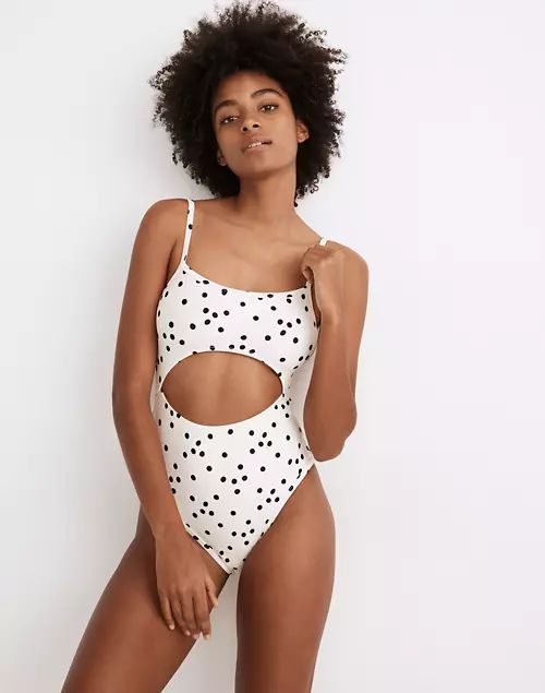 Madewell Second Wave Cutout One-Piece Swimsuit in Dot Toss | Madewell