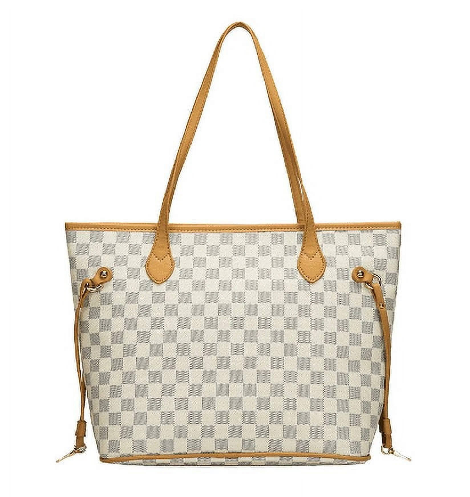 Asge Womens Checkered Tote Shoulder Bag PU Vegan Leather Shoulder Satchel Fashion Bags (White) - ... | Walmart (US)