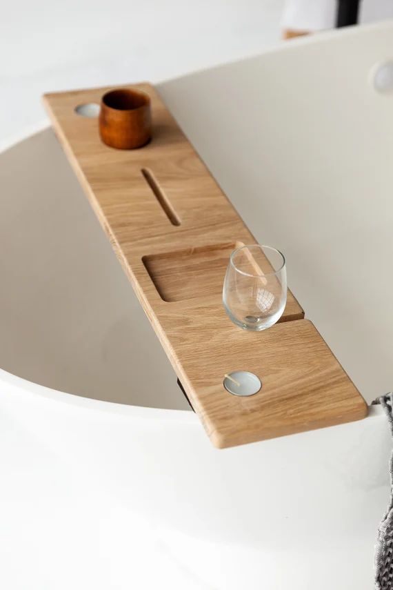 Barnhouse Bath Board, Bath Board Solid Wood,  Wooden Bath Caddy, Tray With Wine & Tablet Holder, ... | Etsy (US)