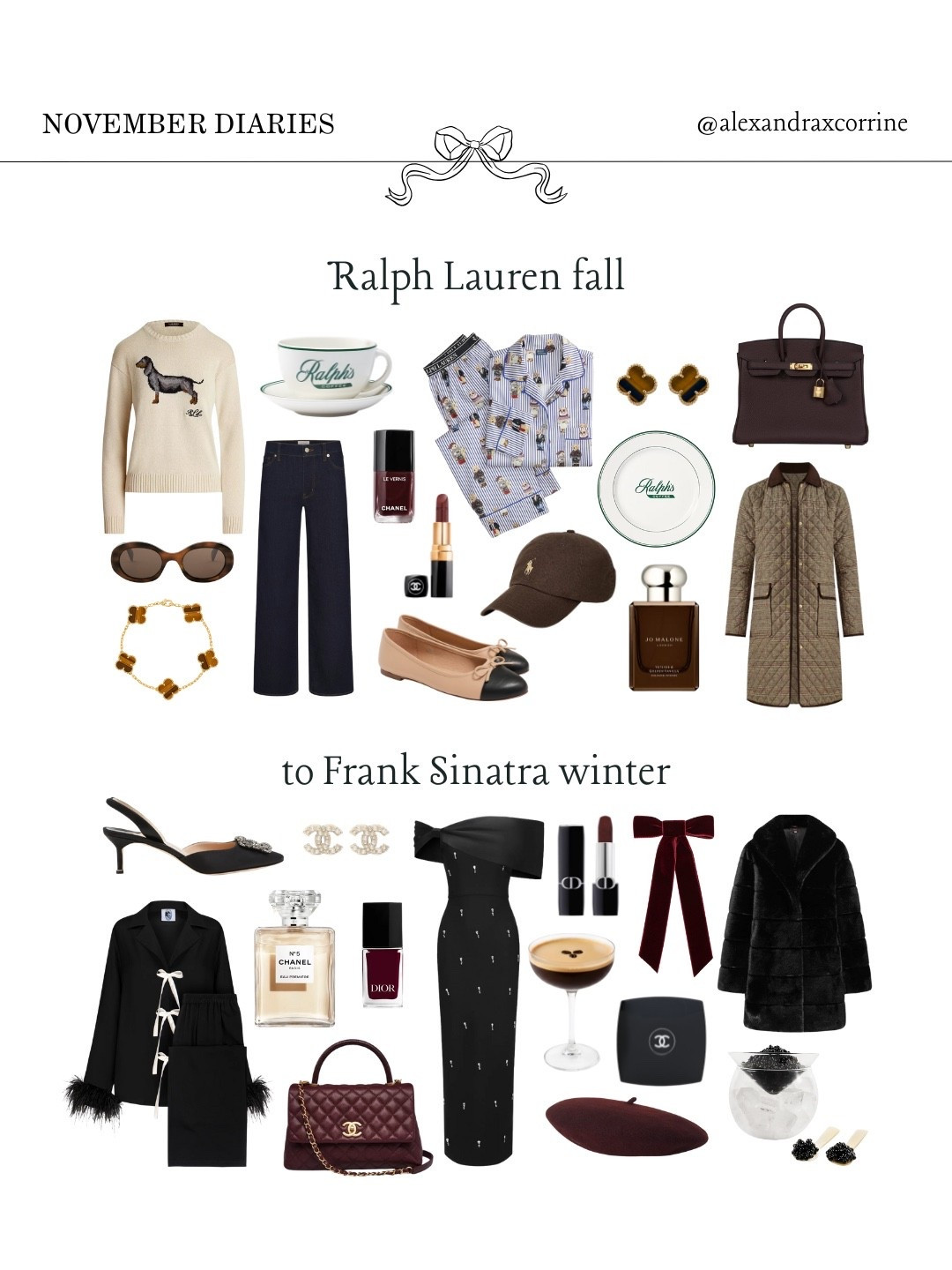 Ralph Lauren fall to Frank Sinatra (& Ralph Lauren hehe) winter 🍸🧣🤍🌲

#winteraesthetic #christmasseason #holidaystyle #moodboardaesthetic #pinterestinspo 

[ Ralph Lauren aesthetic, Frank Sinatra winter, Ralph Lauren Christmas, preppy chic holiday season, classic Christmas style, cozy winter aesthetic, glamorous Christmas aesthetic, Pinterest mood board aesthetic ]

#LTKHoliday #LTKSeasonal #LTKStyleTip