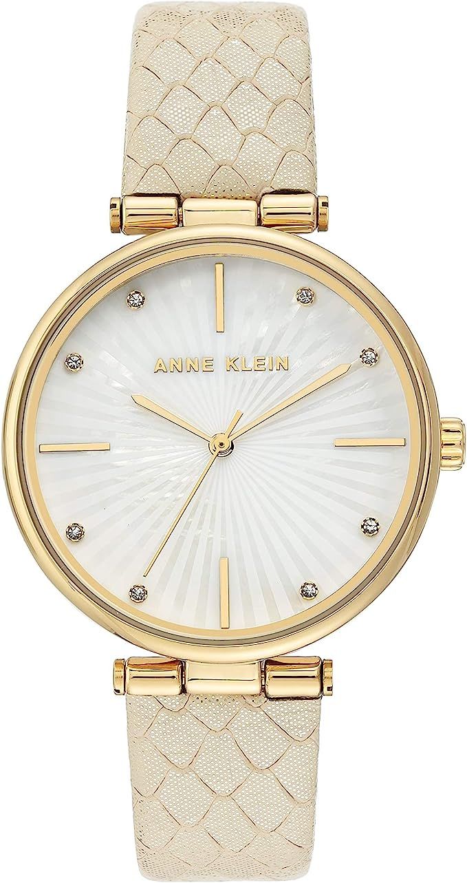 Anne Klein Women's Premium Crystal Accented Patterned Leather Strap Watch, AK/3754 | Amazon (US)