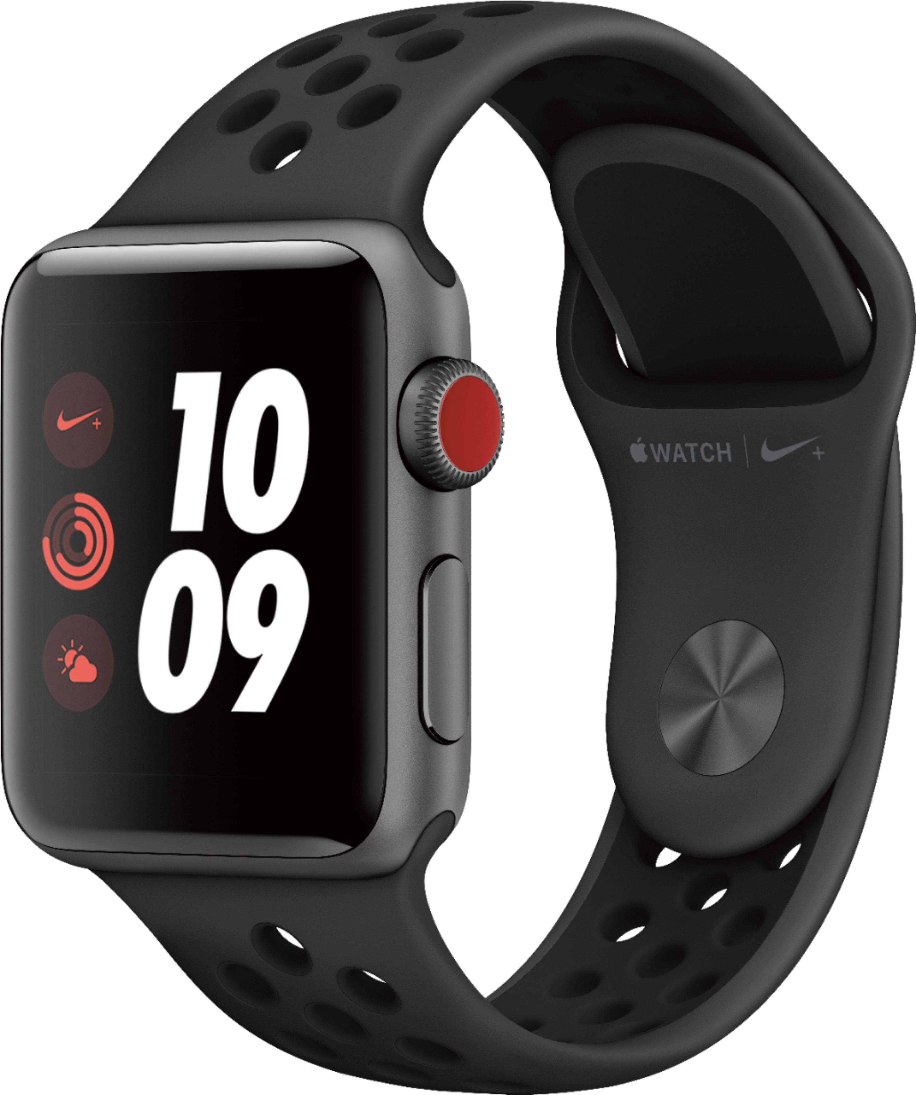Apple Watch Nike+ Series 3 (GPS + Cellular) 38mm Space Gray Aluminum Case with Anthracite/Black Nike | Best Buy U.S.