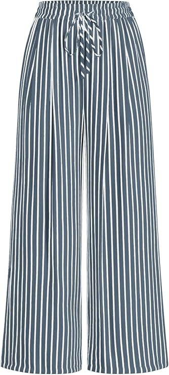 PRETTYGARDEN Womens Pants Elastic Waist Floral Lightweight Palazzo Pants for Women Casual Lounge ... | Amazon (US)