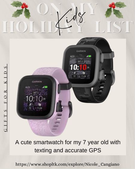 I have been looking for a smartwatch for my 7 year old without all the bells and whistles but still good quality. I didn’t want to get her an Apple Watch yet so I have been doing research and decided on this. The gps is super accurate and it has some texting and voice message options. Perfect for any kiddo!!  

#kids #smartwatch #giftforkids

#LTKkids #LTKGiftGuide #LTKHoliday