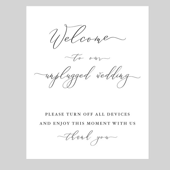 Unplugged Wedding Sign for Ceremony  White Linen Cardstock - Etsy | Etsy (US)