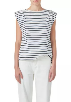 Grey Lab Women's Striped Padded Sleeveless Top, Small | Belk