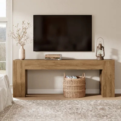 86-Inch Extra Long Console Table, Farmhouse Wood Entryway Table, Large Sofa Table Behind Couch for Hallway Entrance Living Room Accent, Natural Oak Br | Wayfair North America