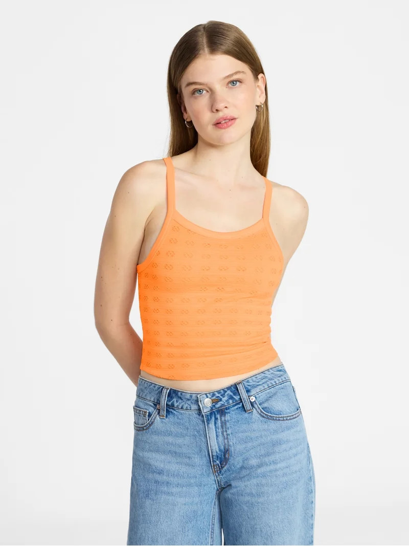 No Boundaries Cropped Textured Stitch Tank Top, Women's XXS-XXL | Walmart (US)