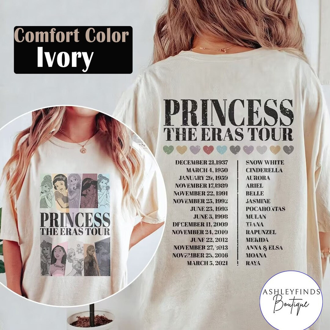 Princess Eras Tour Shirt, Disney Princess Shirt, Disney Princess Characters Shirt, Disney Girl Tr... | Etsy (US)