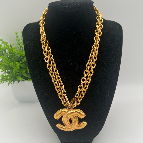 CHANEL Gold Statement Necklace/Belt with Iconic Quilted big CC | Poshmark