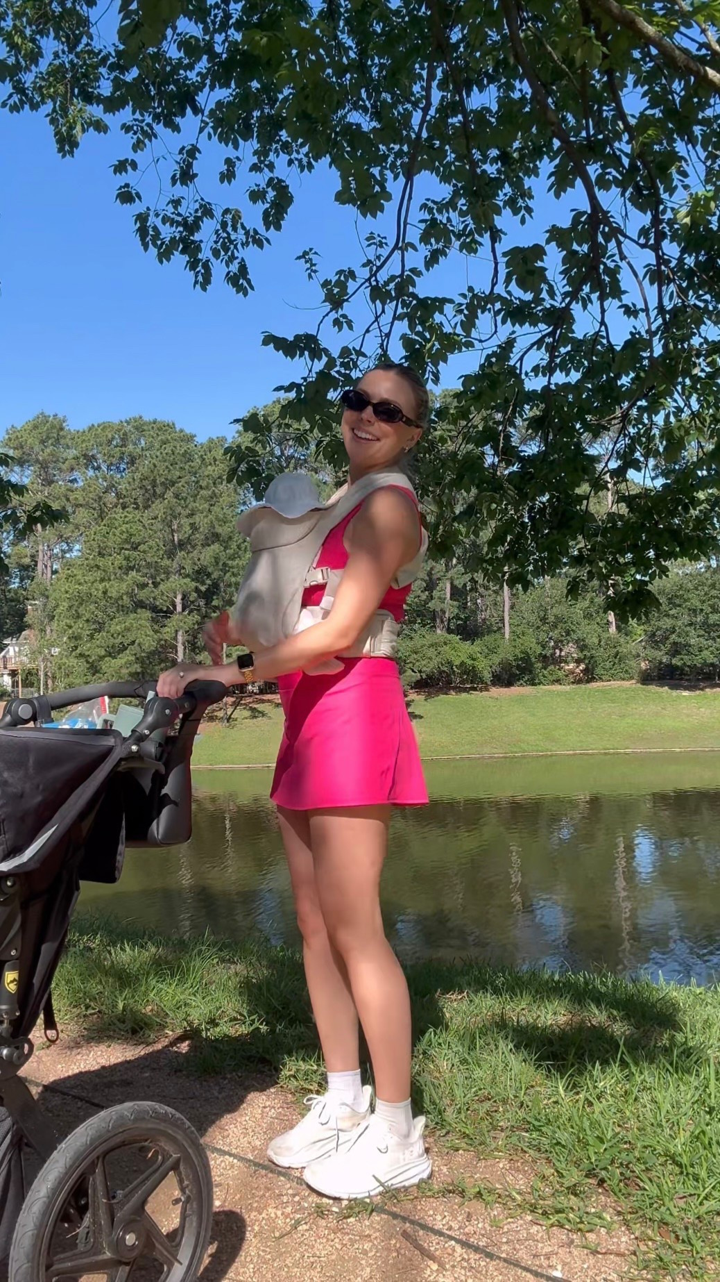 Spring & summer walk outfit. Loving the bright colors!! I’m wearing a size M in the sports bra tank and skirt. 

#LTKActive #LTKStyleTip