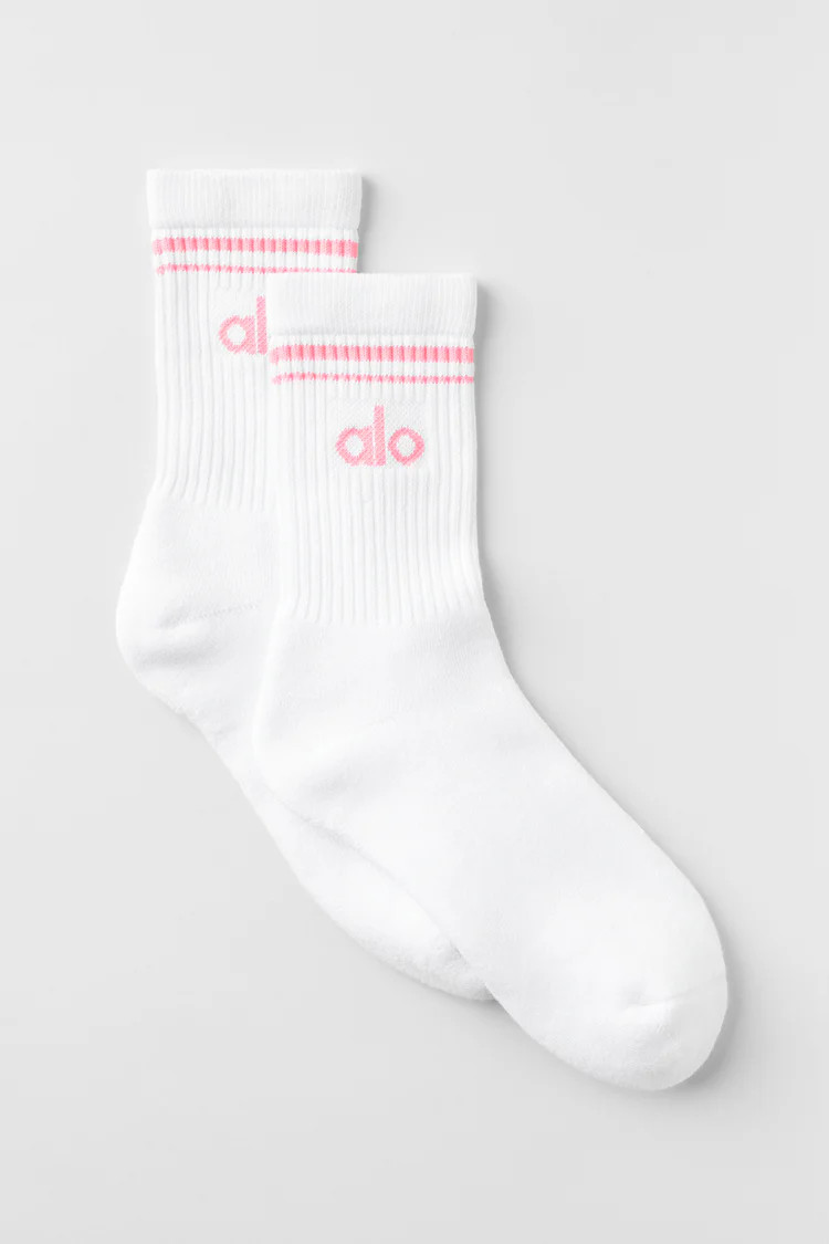 Unisex Half-Crew Throwback Sock - White/Titanium | Alo Yoga (US)