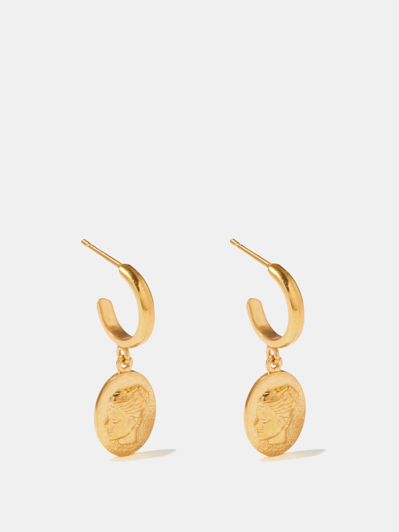 Hygieia coin-charm gold-plated hoop earrings | Hermina Athens | Matches (US)