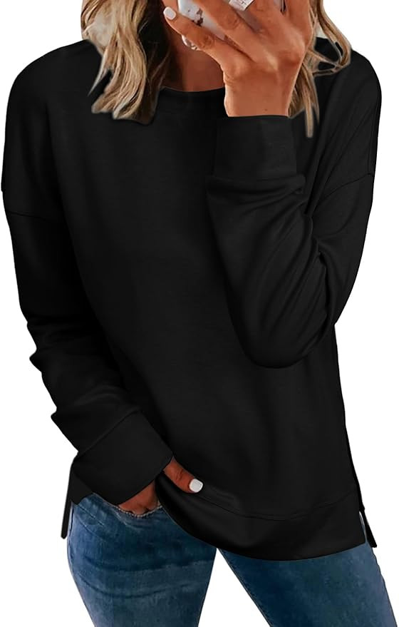 Glamaker Women's Long Sleeve Crewneck Sweatshirt Air Essentials Soft Loose Pullover Sweatshirts | Amazon (US)