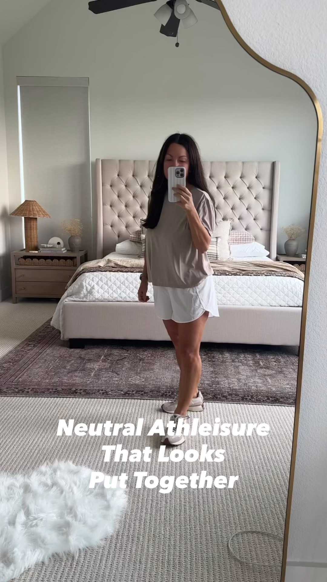 This neutral everyday outfit is one of those combinations I know I’ll keep reaching for. 🤍 Comfortable athleisure outfits, lightweight neutral tees, white athletic shorts, new balance sneakers, everyday sneakers and easy casual style are staples I wear on repeat. If you’re looking for affordable everyday outfit ideas, comfortable summer outfits, travel outfits, summer outfits over 40, weekend style or casual mom outfits, school drop off outfits, this look checks every box while still feeling polished and put together.

#LTKootd #LTKvlog #LTKOver40