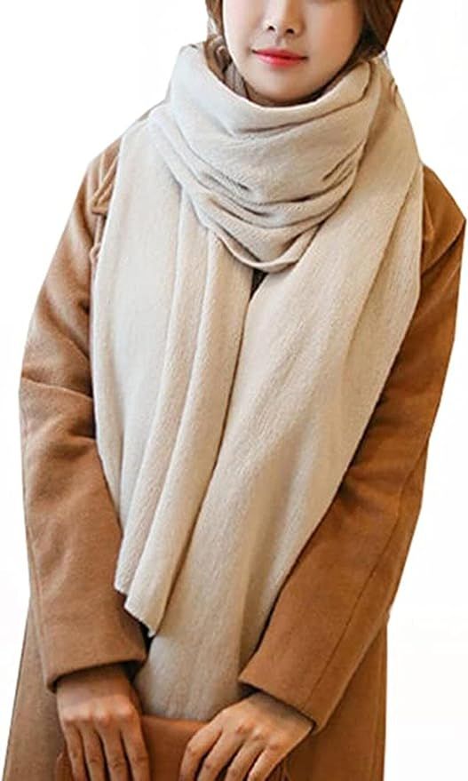 Wander Agio Womens Warm Winter Infinity Scarves Set Blanket Scarf Pure Color | Amazon (US)