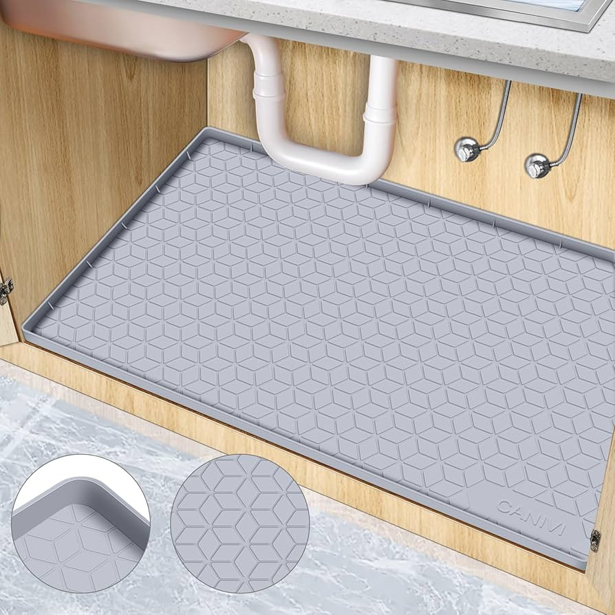 Under Sink Mat, 34" x 22" Waterproof Silicone Under Sink Tray for Kitchen & Laundry Cabinets, Kit... | Amazon (US)